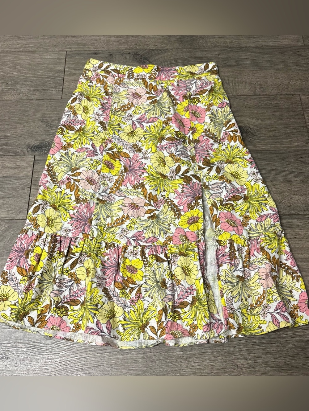 LOFT petite elastic waist midi skirt with slit boho